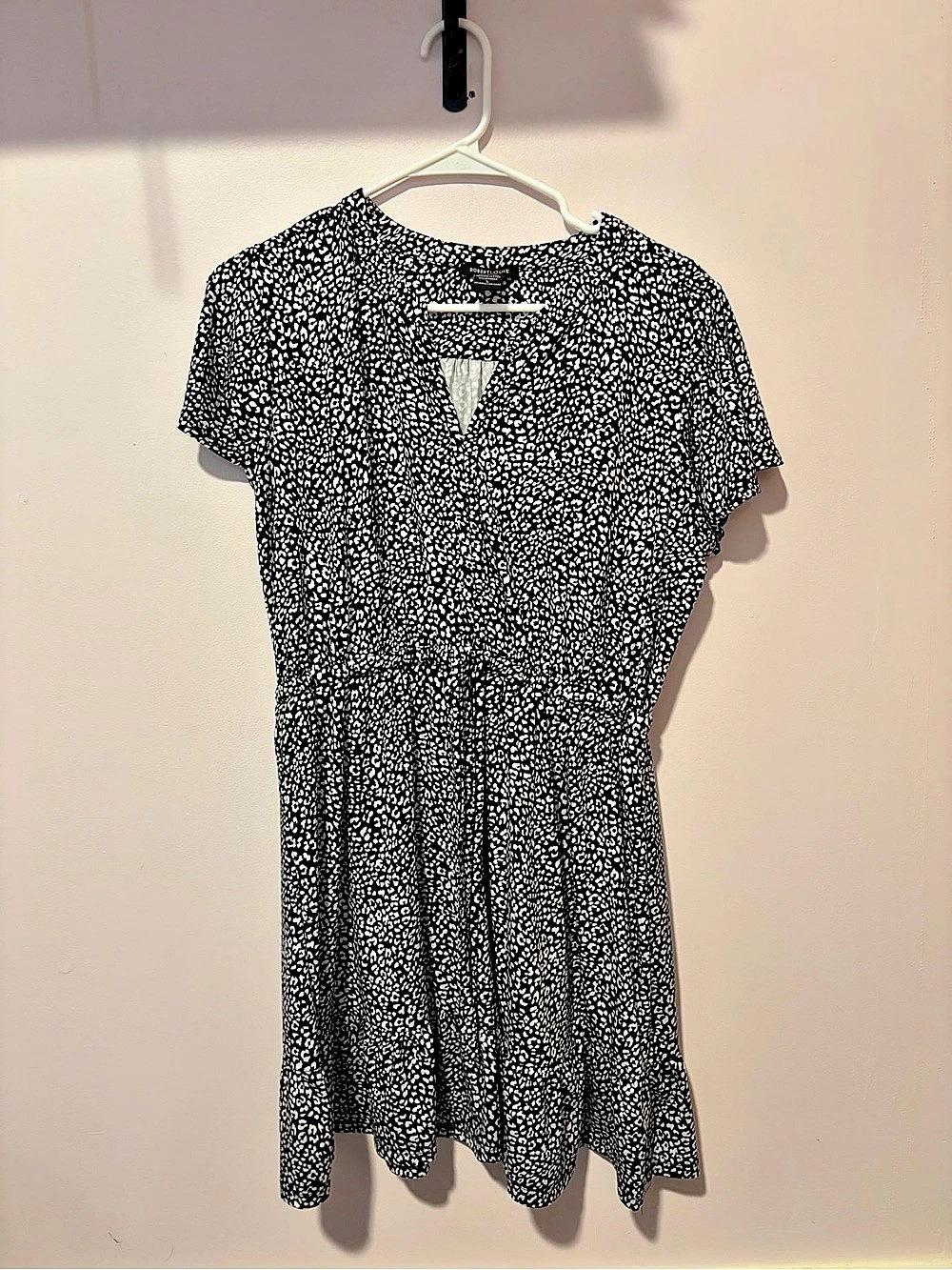 Robert Louis Animal Print Mini Dress in Black & White Size Medium